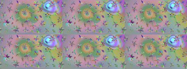 Renkli Bahar Teması eskiz kalıbı. Raster illüstrasyonundaki çiçek desenli çizim. Düz Çiçek Elementleri Tasarımı. Tarafsız ve mavi renkte çiçekler.