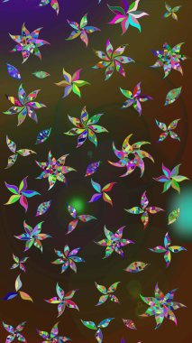 Raster illüstrasyonu. Çiçek buketleriyle klasik bir eskiz şekli. Kahverengi ve gri renklerde.