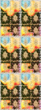 Çiçek deseni. Kusursuz raster arka plan. Duvar kâğıdı barok, İspanyol kumaşı. Kahverengi ve bej renklerde altın elementler. Şekil grafik deseni.