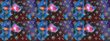 Küçük çiçekteki sevimli çiçek deseni. Raster illüstrasyonu. Çizim.