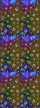 Raster illüstrasyonu. Çiçekli karalama şeklinde Raster çiçek deseni. Nazikçe, rengarenk bahar çiçekleri.