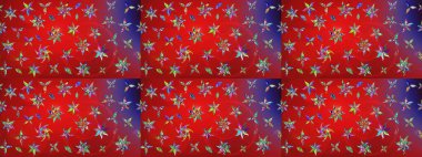 Egzotik çiçekler, kırmızı ve menekşe renkleri üzerine botanik ve parlak klasik doğa. Klasik tropikal doğal elementlerin suluboya seti. Raster illüstrasyonu.