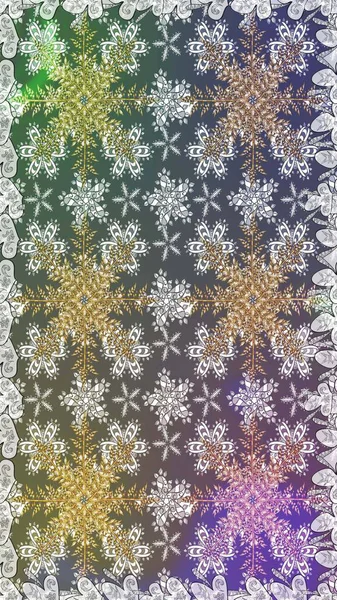 Dekoratif simetri arabesk. Kusursuz ortaçağ çiçek deseni. Raster illüstrasyonu. Doğum günü kartı, davetiye ya da afiş için iyidir. Gri renklerde altın.