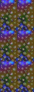 Raster illüstrasyonu. Çiçekli karalama şeklinde Raster çiçek deseni. Nazikçe, rengarenk bahar çiçekleri.