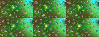 Raster illüstrasyonu. Bahar çiçekleriyle güzel bir çiçek deseni çizmişsin. Güzel kumaş deseni.