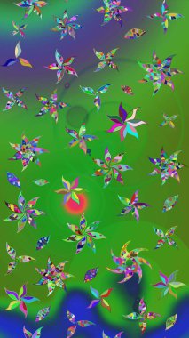 Motley illüstrasyonu. Küçük çiçekte güzel bir desen. Moda baskıları için zarif bir şablon. Çiçekli bahar çiçekleri. Küçük renkli çiçekler..