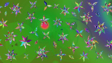 Raster illüstrasyonu. Küçük çaplı çiçeklerdeki basit şirin desenler. Tekstil veya kitap kapakları, imalat, duvar kağıtları, baskı, hediye paketi ve yapıştırma kitabı için çiçek eskiz geçmişi.