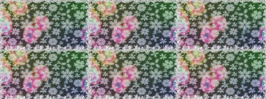 Kusursuz. Raster illüstrasyonu. Şirin çiçek elementleri. Gri ve yeşil renkte çiçekler.