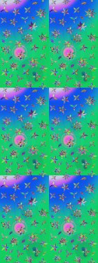 Renkli Bahar Teması eskiz kalıbı. Raster. Düz Çiçek Elementleri Tasarımı.