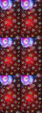 Raster illüstrasyonundaki çiçek desenli çizim. Kahverengi ve kırmızı renkte çiçekler.