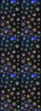 Gri ve mavi renklerde. 3D çiçekler, eskiz. Raster illüstrasyonu.