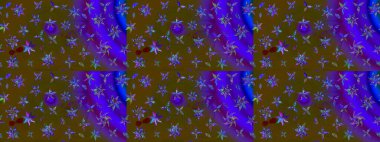 Kahverengi ve mor renkli etnik çiçeklerle süslenmiş zarif bir eskiz şekli. Asya Tekstil 'inde Raster Çiçek İllüstrasyonu.