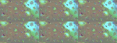 Raster illüstrasyonundaki çiçek desenli çizim. Bej ve gri renkli çiçekler. Renkli Bahar Teması eskiz kalıbı. Düz Çiçek Elementleri Tasarımı.