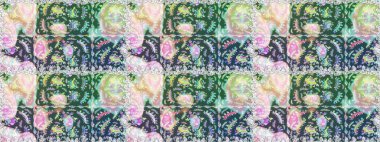 Renkli Yaz Temalı Kusursuz Arkaplan. Tarafsız ve mavi renkte çiçekler. Düz Çiçek Elementleri Tasarımı. Raster illüstrasyonunda trendsiz çiçek deseni.