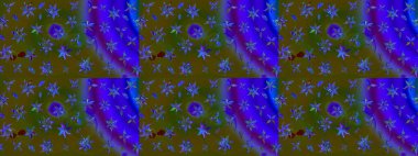 Çizim kalıbı. Yeşil ve mavi renklerde. Çiçek duvar kağıdı. Raster illüstrasyonu. Hint süsü. Renkli süs kenarı.