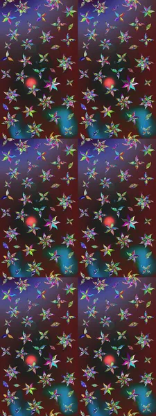 Çiçeksel çizim kalıbının yansıması. Vadinin renkleri.