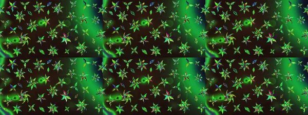 Yeşil ve gri renkler üzerine çiçek desenli çizimler, el yapımı papatyalar, papatyalar. Tekrarlayan çiçek arkaplanı, zarif yeşil ve gri çiçek duvar kağıdı.