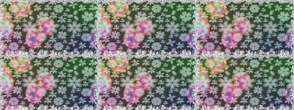 Kusursuz. Raster illüstrasyonu. Şirin çiçek elementleri. Gri ve yeşil renkte çiçekler.