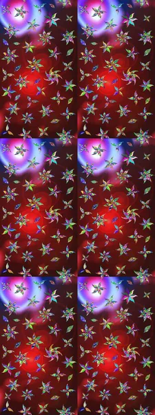 Raster illüstrasyonundaki çiçek desenli çizim. Kahverengi ve kırmızı renkte çiçekler.