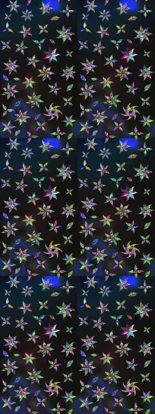 Gri ve mavi renklerde. 3D çiçekler, eskiz. Raster illüstrasyonu.