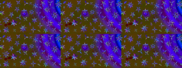 Kahverengi ve mor renkli etnik çiçeklerle süslenmiş zarif bir eskiz şekli. Asya Tekstil 'inde Raster Çiçek İllüstrasyonu.