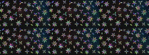 Şirin çiçekli eskiz deseni ve gri ve mavi renkli yapraklar, suluboya çiçek deseni, duvar kağıdı, kart ya da kumaş için fayanslı. Raster illüstrasyonu.