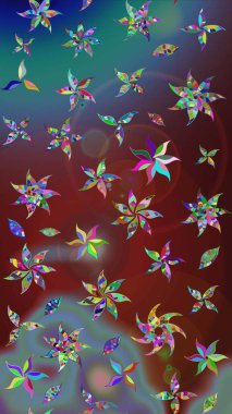 Raster çiçekli arka plan. Yazdır. Güzel kumaş deseni. Düz Çiçek Elementleri Tasarımı. Renkli Yaz Temalı eskiz kalıbı. Güzel çizim şekli..