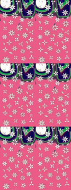 Pembe ve nötr renklerde. Çizim kalıbı. Hint süsü. Çiçek duvar kağıdı. Renkli süs kenarı. Raster illüstrasyonu.