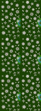 Raster illüstrasyonundaki çiçek desenli çizim. Yeşil ve nötr renkte çiçekler.