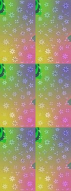 Çocuksu tasarım. Elle çizilmiş çiçek desenli Raster çizimi. Tarafsız ve yeşil zeminde. Tekstil, kumaş, ambalaj, hatıra defteri için güzel çiçek arkaplanı..