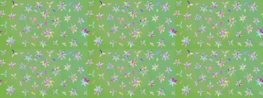 Çiçekli karalama şeklinde Raster çiçek deseni. Nazikçe, güzel çiçek arkaplanı. Tarafsız ve yeşil renkte çiçekler.