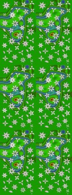 Yumuşak, yeşil renkli bahar çiçekleri. Yaprak ve çiçeklerin suluboya resimleri, yeşil renkte çizimler. Raster illüstrasyonu.