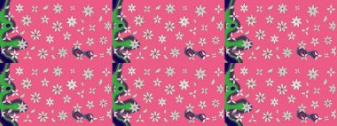 Pembe renkli etnik çiçeklerle süslenmiş zarif bir eskiz. Asya Tekstil 'inde Raster Çiçek İllüstrasyonu.