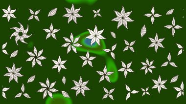 Düz Çiçek Elementleri Tasarımı. Renkli Bahar Teması eskiz kalıbı. Çiçekli çizim şekli. Yeşil renkte çiçekler.