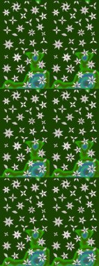 Çizim çiçek deseni duvar kâğıdı olarak kullanılabilir. Raster illüstrasyonu. Yeşil renkte çiçekler.