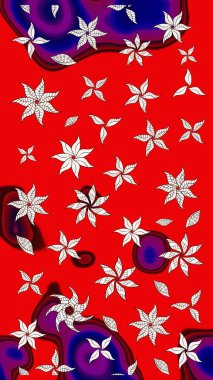 Küçük çiçekteki sevimli çiçek deseni. Renkli raster çizimi çizimi. Birçok kırmızı soyut çiçekli tropikal çizim deseni.