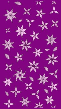 Şirin çiçekli eskiz deseni ve mor renkli yapraklar, suluboya çiçek deseni, duvar kağıdı, kart veya kumaş için fayanslı. Raster illüstrasyonu.