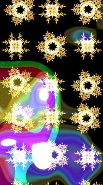 Çiçek desenli çizim. Asya tekstil tarzında. Siyah renkli çiçekler. Raster illüstrasyonu. Raster illüstrasyonu.