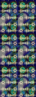 Noel için tatil tasarımı, yeni yıl moda baskıları. Güzel tasarım. Mavi, gri ve yeşil kar taneleri. Raster illüstrasyonu. Kar tanelerinin soyut arkaplanlı Noel arkaplanı.