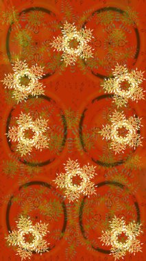 Düz dizayn. Raster tasarımı. Grafiksel element dekorasyonu. Siluet kar tanesi işareti turuncu, kahverengi ve sarı renkleri izole etti. Kar Tanesi Mozaik ikonu. Sembol kışı, donmuş, Noel, yeni yıl tatili.