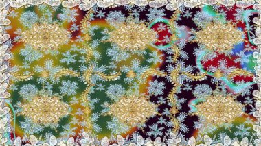 Damask pürüzsüz yineleme kalıbı. Antika altın tekrarlanabilir duvar kağıdı. Tarafsız renklerde altın element. Barok tarzında altın çiçekli süs..