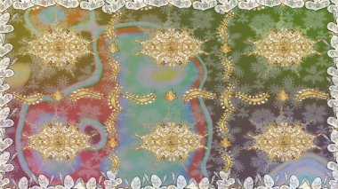 Barok tarzında kusursuz bir doğulu süsü. Geleneksel klasik raster altın pürüzsüz desen. Tarafsız renklerdeki altın elementler.