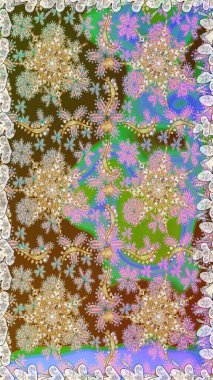 Raster illüstrasyonu. Tarafsız renklerde, altın elementlerle klasik, pürüzsüz desen.