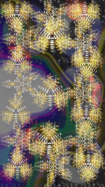 Noel grisi, kahverengi ve nötr. Sihirli gri, kahverengi ve nötr tatil soyut arka plan, yıldız ve düşen kar taneleri. Raster illüstrasyonu.