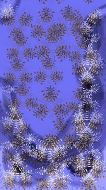 Raster illüstrasyonu. Mor, nötr ve mavi renklerde kristal kar tanesi.