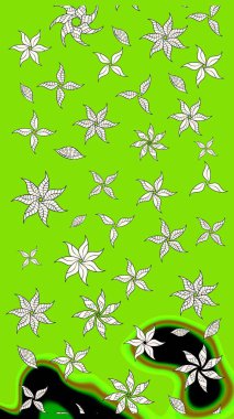 Renkli Yaz Temalı eskiz kalıbı. Düz Çiçek Elementleri Tasarımı. Yeşil renkli çiçekler. Raster illüstrasyonunda çiçek deseni çizimi.