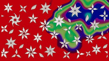 Çiçekli el çizimi çizimi deseni. Modern gelişim kırmızı ve nötr raster arkaplan duvar kağıdı resimleme klasik çizgili iz sürme desenli çiçekler, çiçekli süsler.