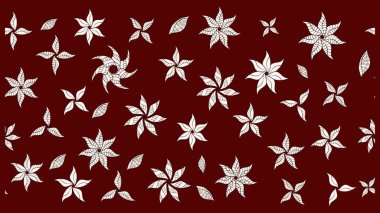 Patlayan çiçekler soyut olarak yerleştirilmiş. Raster deseni. Kibar, bahar çiçekleri kırmızı ve nötr renklerde. Raster illüstrasyonu.