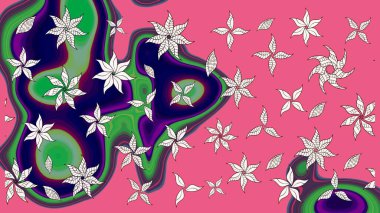 Çiçekli yumuşak bir eskiz şekli. Pembe ve nötr renklerde bahar çiçekleri. Raster illüstrasyonu. Raster çiçekleri klasik tarzda resmedilir..