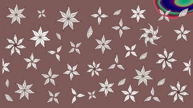 Raster. Kahverengi ve nötr renkte güzel çiçekli eskiz deseni, suluboya çiçek deseni, duvar kağıdı, kart veya kumaş için fayanslı.